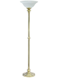 Newport Torchiere Floor Lamp in Antique Brass.